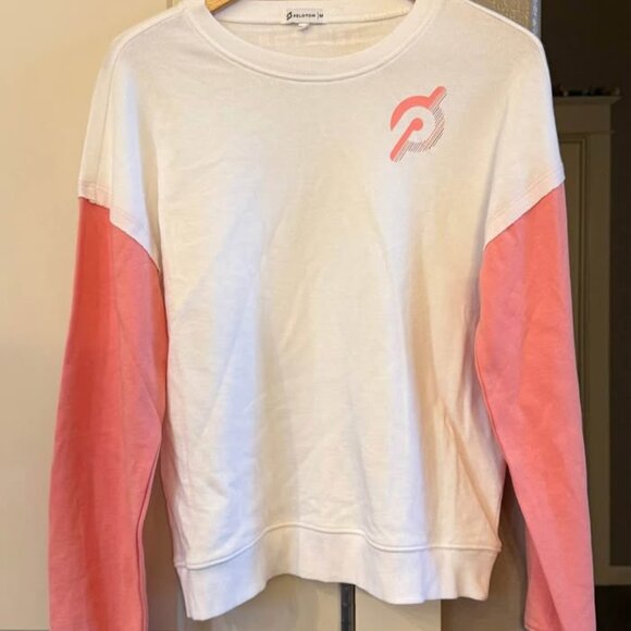 Women’s Peleton Crew Neck Colorblock Pink & WhitePullover Sweatshirt-Size Medium - Picture 8 of 9